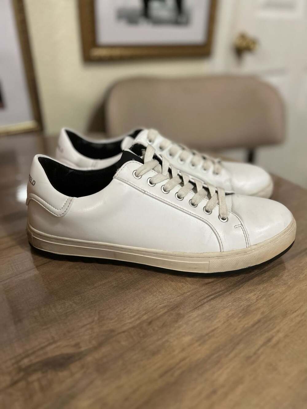 Karl Lagerfeld Paris White Leather Tennis Sneaker
